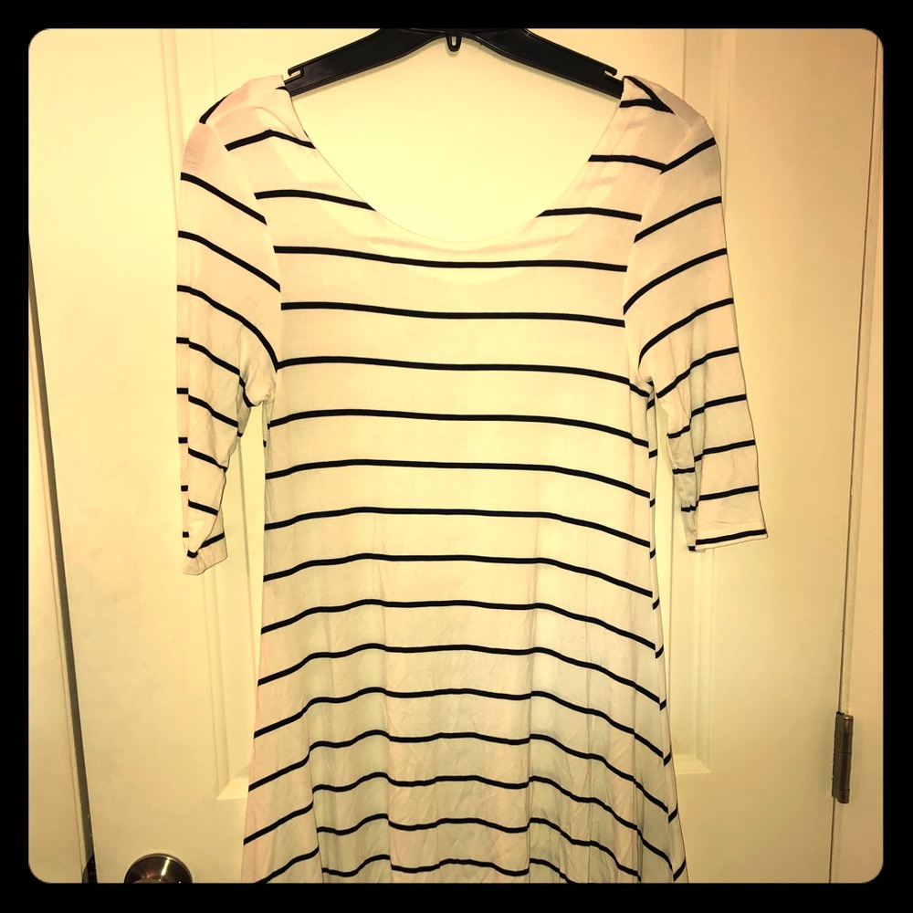 White & black stripped dress